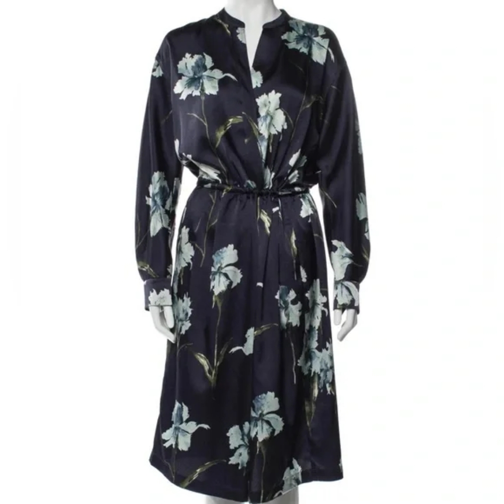 Vince Iris Print Satin Dress